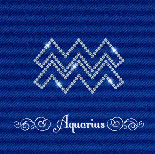 Zodiac sign aquarius with fabric background vector zodiac sign fabric background aquarius   