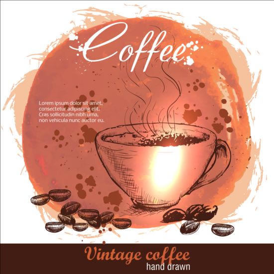 Vintage coffee poster heand drawn vector 02 vintage poster heand drawn coffee   