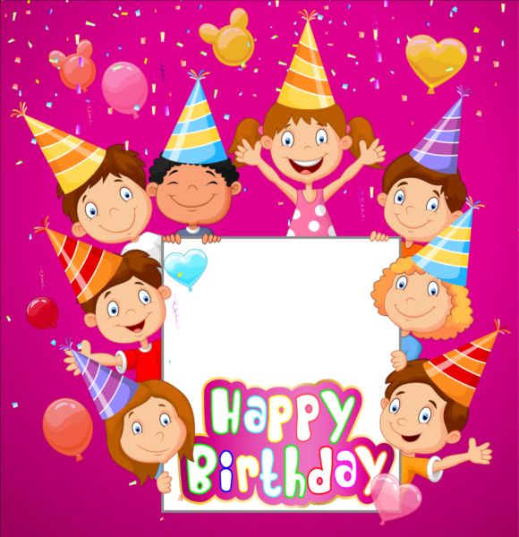 Birthday background with children vector design 01 children birthday background   