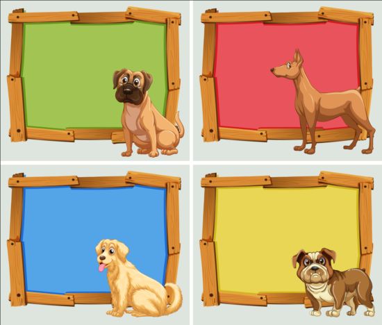 Cute animal and wooden photo frame vector 02 wooden photo frame cute Animal   