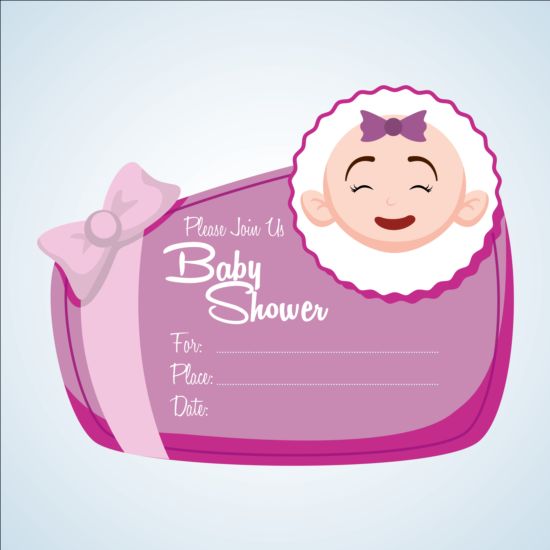 Baby shower simple cards vector set 07 simple shower cards baby   
