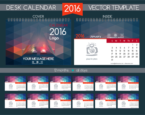 2016 New year desk calendar vector material 61 year new material desk calendar 2016   