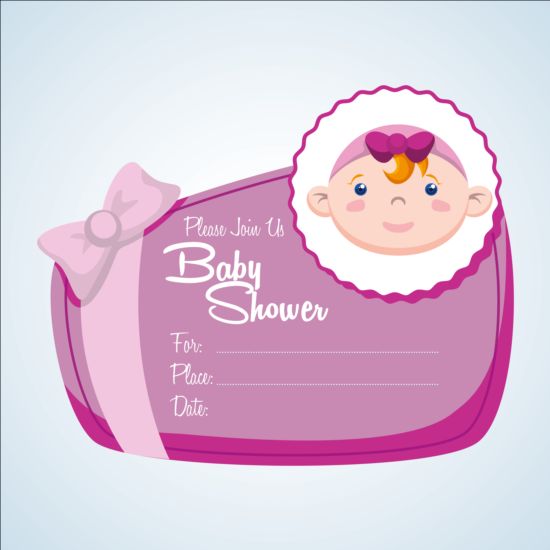 Baby shower simple cards vector set 04 simple shower cards baby   