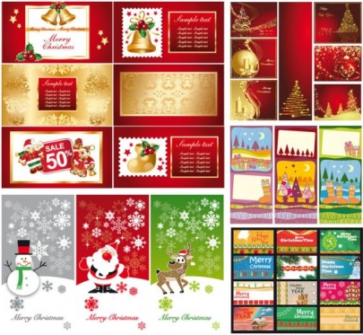 Christmas greeting cards set vector greeting christmas cards   
