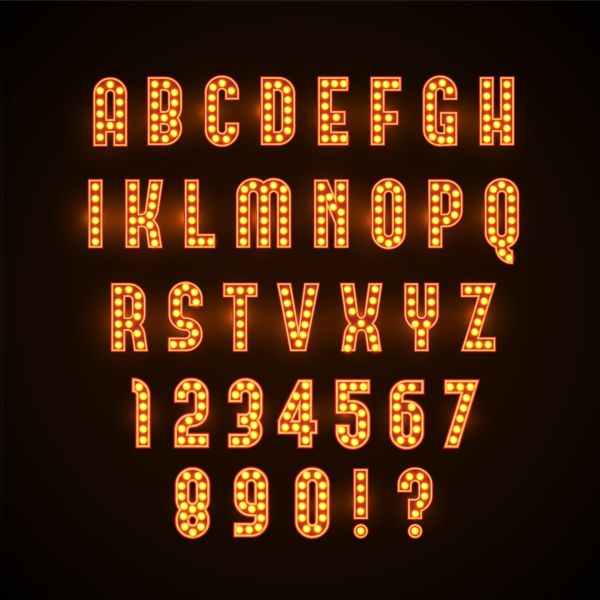 Colored neon number with alphabet vector 02 number neon colored alphabet   