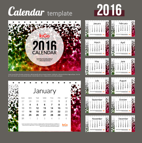 2016 New year desk calendar vector material 59 year new material desk calendar 2016   