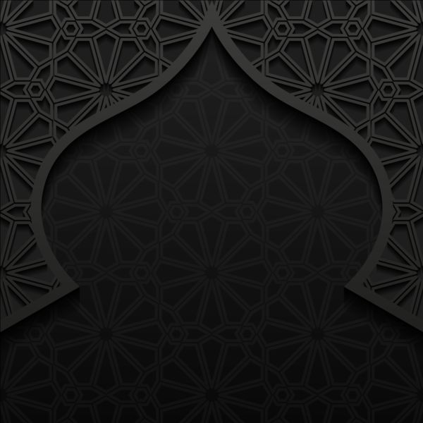 Islamic mosque with black background vector 02 mosque islamic black background   