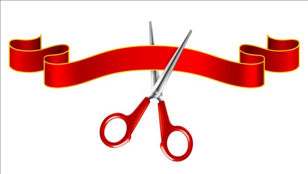 Scissors with red ribbon vector 02 scissors ribbon red   