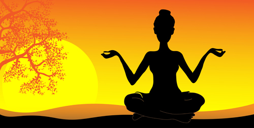 Yoga pose silhouetter with sunset background set 01 yoga sunset silhouetter pose background   