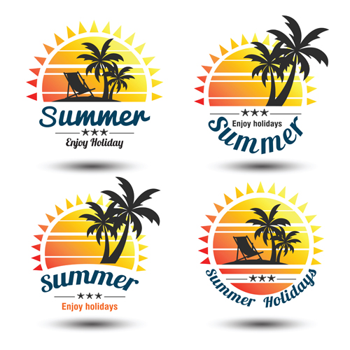 Sun with summer holiday labels vector 04 sun summer labels holiday   