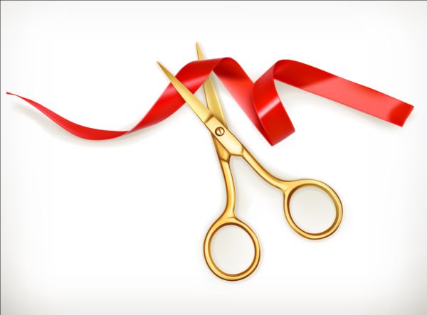 Scissors with red ribbon vector 01 scissors ribbon red   