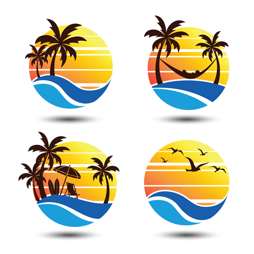 Sun with summer holiday labels vector 03 sun summer labels holiday   