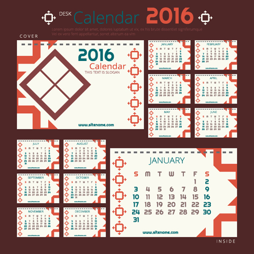 2016 New year desk calendar vector material 56 year new material desk calendar 2016   