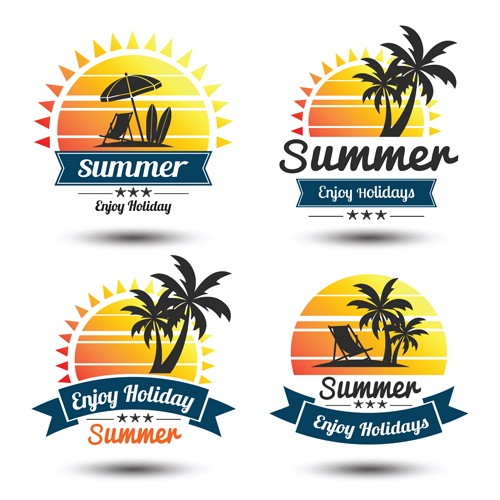 Sun with summer holiday labels vector 01 sun summer labels holiday   