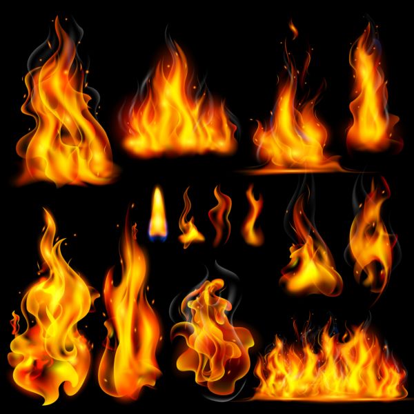 Different fire flames vector set flames fire different   