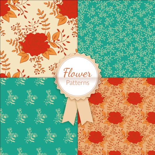 Charming flower pattern seamless vector set 10 seamless pattern flower Charming   