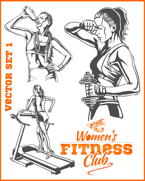 Women's fitness club poster vectors material 08 womens poster material fitness club   