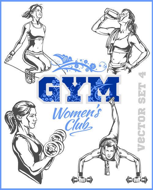 Women's fitness club poster vectors material 07 womens poster material fitness club   
