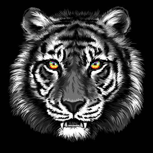 Black tiger head vector tiger head black   