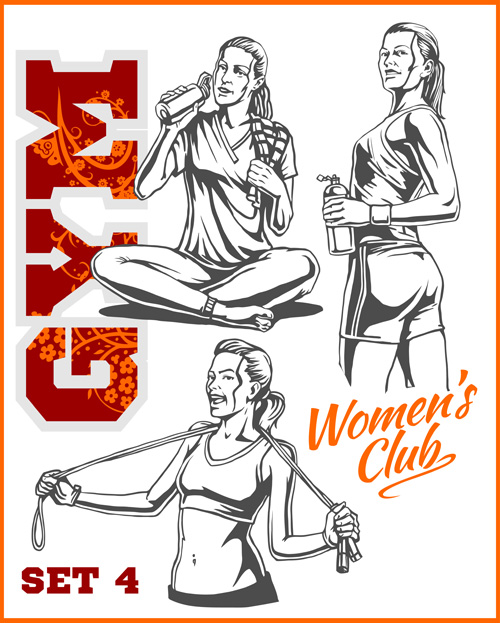 Women's fitness club poster vectors material 06 womens poster material fitness club   