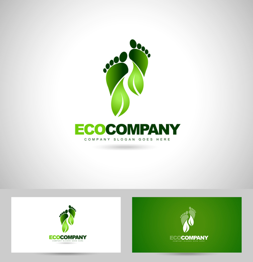 Eco company logos with business card vector 02 logos eco company card business   