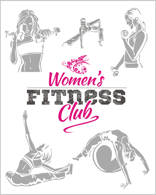 Women's fitness club poster vectors material 05 womens poster material fitness club   