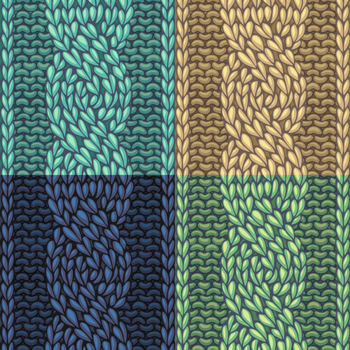 Textures knitted pattern set vector 05 textures pattern knitted   