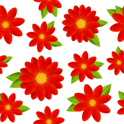 Red flowers seamless pattern vector seamless pattern flowers   