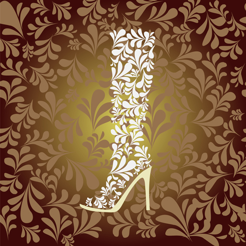 Shoes with floral background vector 03 shoes floral background   