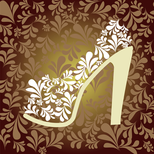 Shoes with floral background vector 02 shoes floral background   