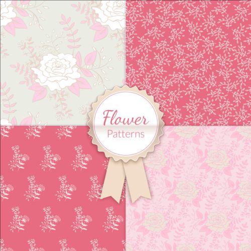 Charming flower pattern seamless vector set 12 seamless pattern flower Charming   