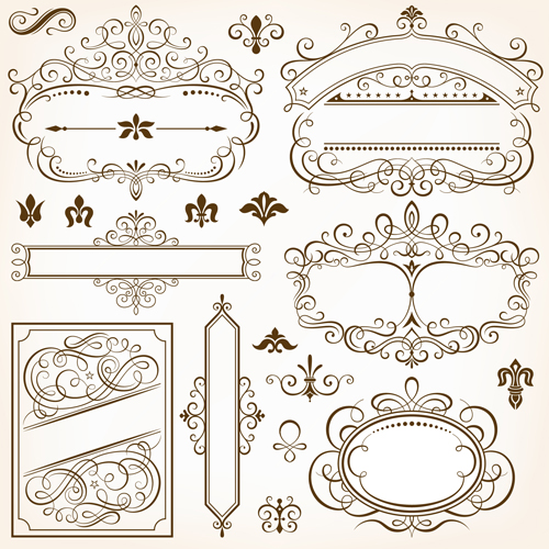 Calligraphic frames and design elements vector frames elements design calligraphic   