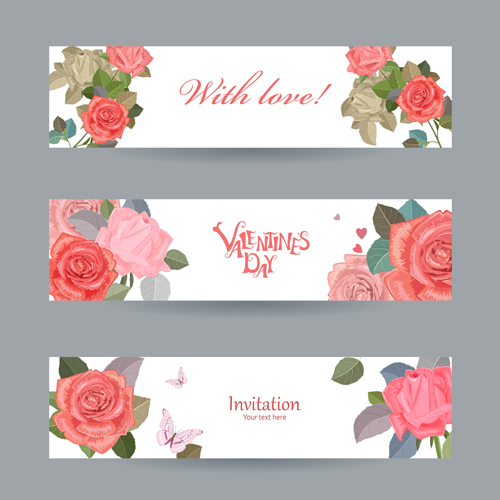 Flower rose invitation card vector 01 rose invitation flower card   