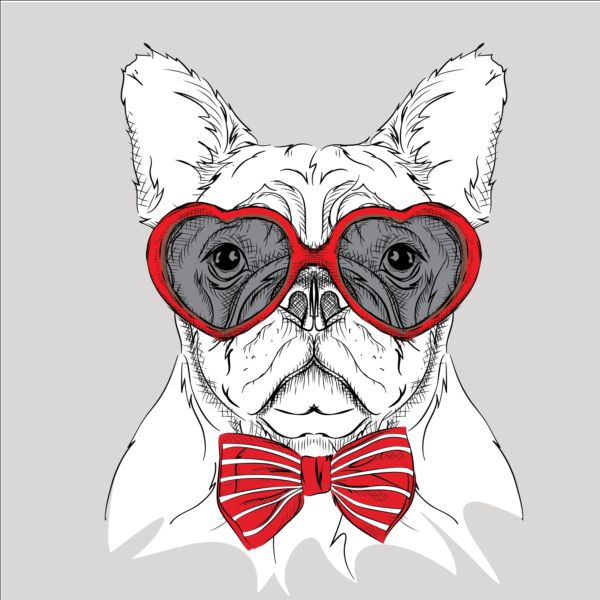 Funny dog with glasses vector material 10 glasses funny dog   