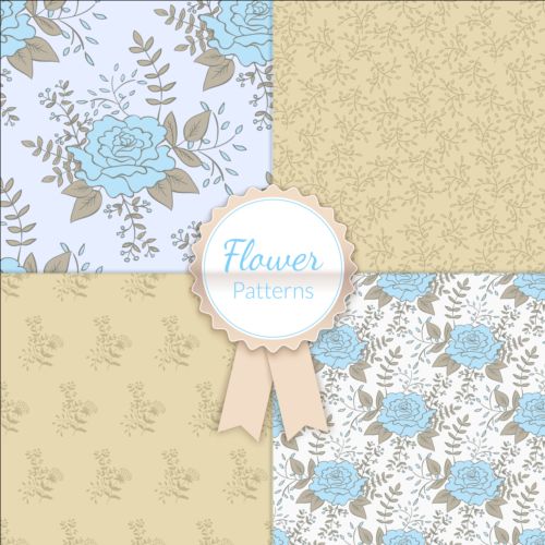 Charming flower pattern seamless vector set 01 seamless pattern flower Charming   