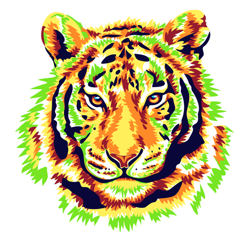 green tiger head vector tiger head green   