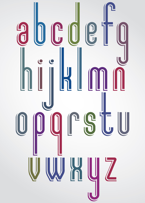Colored flat alphabet vector 02 flat colored alphabet   