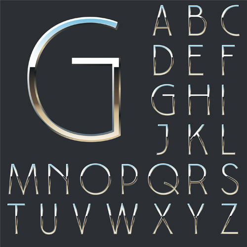 Shining silver alphabet vector silver shining alphabet   