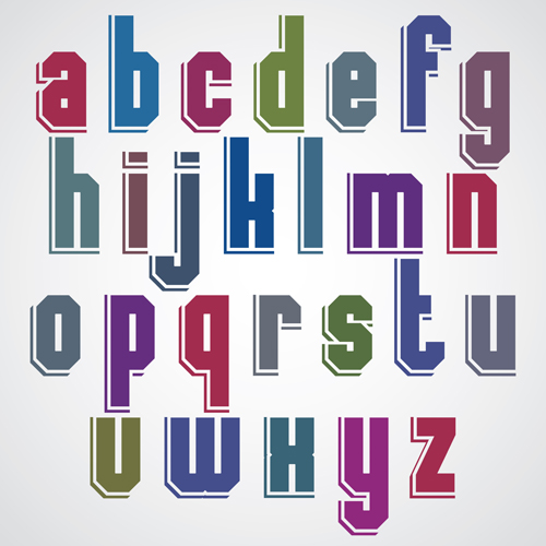 Colored flat alphabet vector 01 flat colored alphabet   