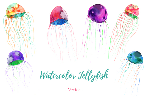 Watercolor jellylish vector material watercolor jellylish   