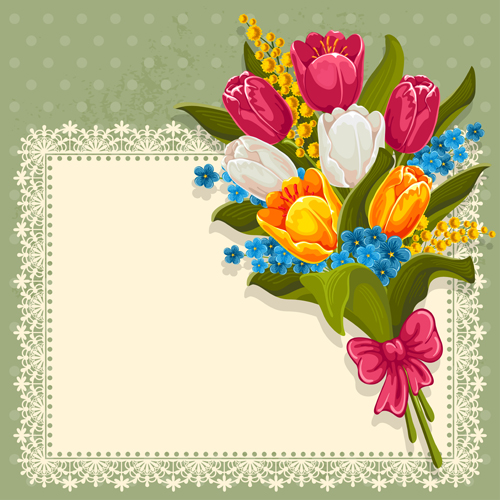 Beautiful flower with retro frame vector material 05 Retro font frame flower beautiful   