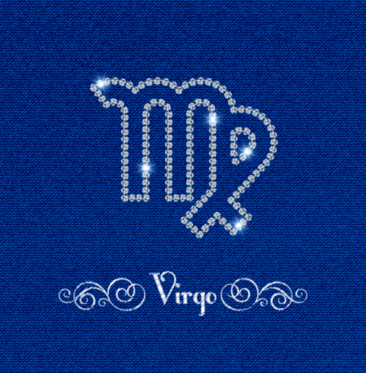 Zodiac sign Virgo with fabric background vector zodiac Virgo sign fabric background   