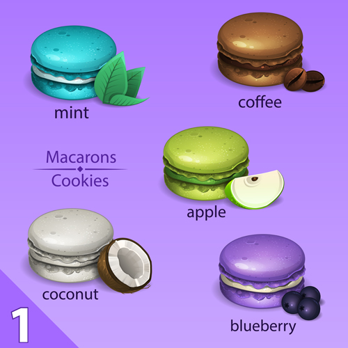 Different tastes macaroons vector 02 tastes macaroons different   