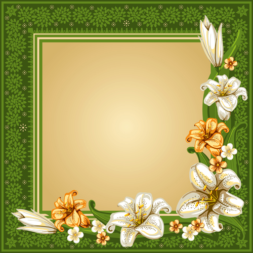Beautiful flower with retro frame vector material 04 Retro font frame flower beautiful   
