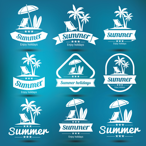 White summer labels vector set 03 white summer labels   