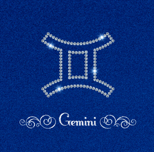 Zodiac sign Gemini with fabric background vector zodiac sign Gemini fabric background   