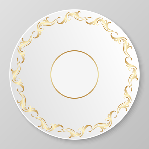 Plates with golden floral ornaments vector 11 plates ornaments golden floral   