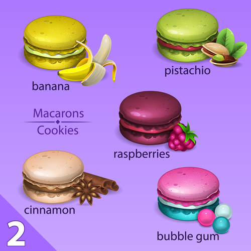 Different tastes macaroons vector 01 tastes macaroons different   