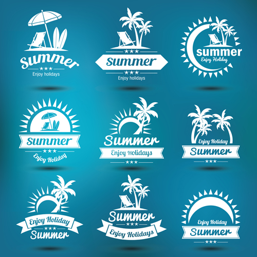 White summer labels vector set 02 white summer labels   