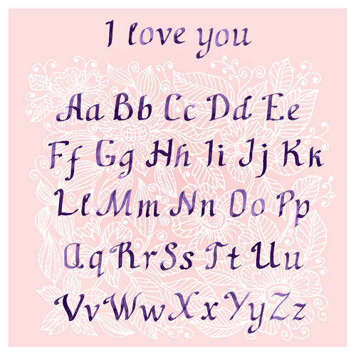 Purple ink alphabets vector purple ink alphabets   